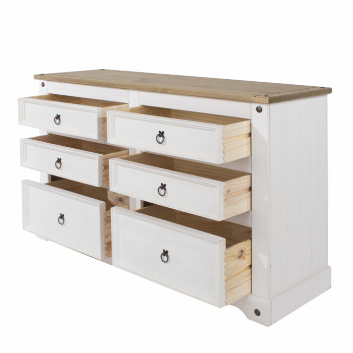 Core Corona 3+3 drawer wide chest solid pine painted white-23577