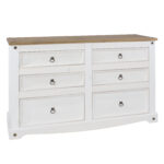 Core Corona 3+3 drawer wide chest solid pine painted white-0