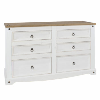 Core Corona 3+3 drawer wide chest solid pine painted white-0