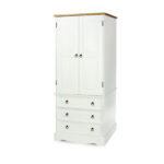 Core Corona 2 door, 3 drawer wardrobe solid pine painted white-23593