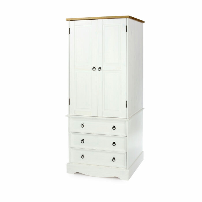 Core Corona 2 door, 3 drawer wardrobe solid pine painted white-23593