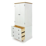 Core Corona 2 door, 3 drawer wardrobe solid pine painted white-23596
