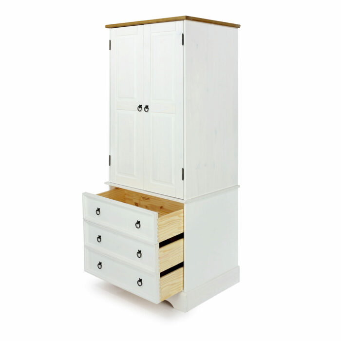 Core Corona 2 door, 3 drawer wardrobe solid pine painted white-23596
