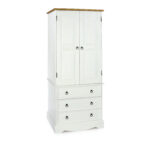 Core Corona 2 door, 3 drawer wardrobe solid pine painted white-0