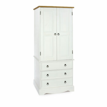 Core Corona 2 door, 3 drawer wardrobe solid pine painted white-0