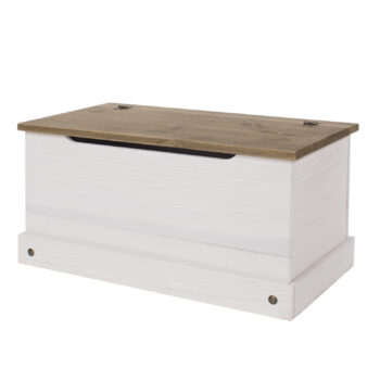 Core Corona storage trunk in solid pine painted white-0