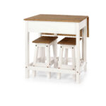 Core Corona breakfast drop leaf table & 2 stools SET in solid pine painted white-23623