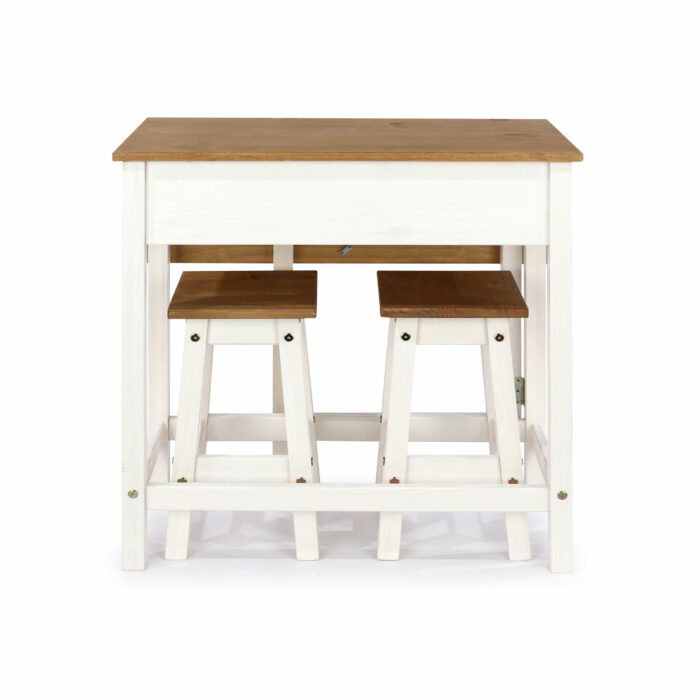Core Corona breakfast drop leaf table & 2 stools SET in solid pine painted white-23624