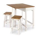Core Corona breakfast drop leaf table & 2 stools SET in solid pine painted white-23626