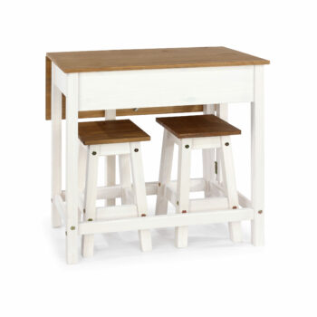 Core Corona breakfast drop leaf table & 2 stools SET in solid pine painted white-0