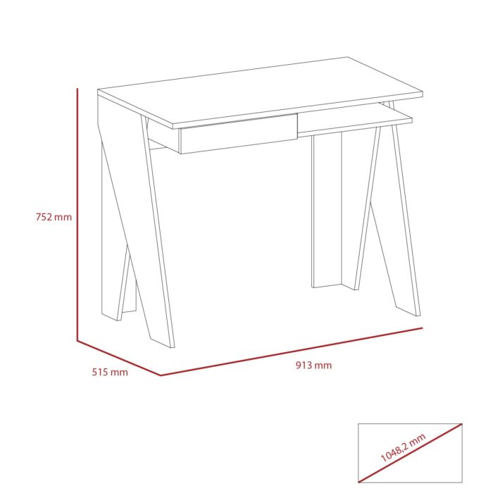 Core Dallas home office desk with drawer in white -24136