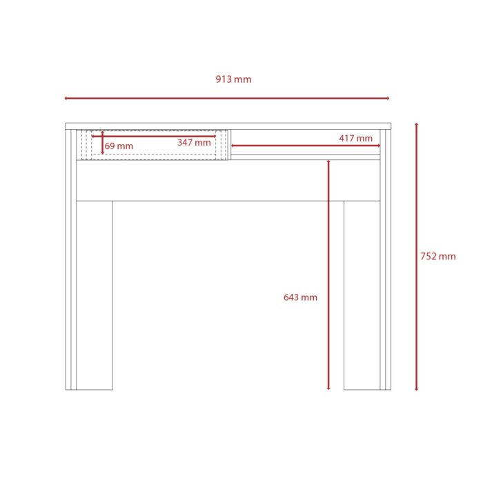 Core Dallas home office desk with drawer in white -24135