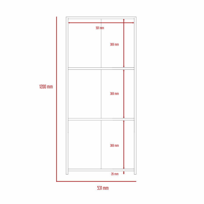 Core Dallas low bookcase with 3 shelves in white-24139