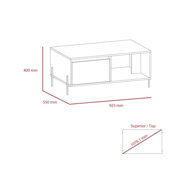Core Dallas coffee table with drawer in white -24148