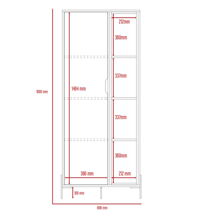 Core Dallas bookcase display unit in white -24156