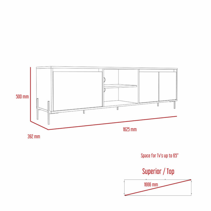Core Dallas ultra wide TV rack with 4 doors in white -24159