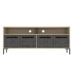 Core Harvard wide screen TV rack with 4 doors in washed oak-24194