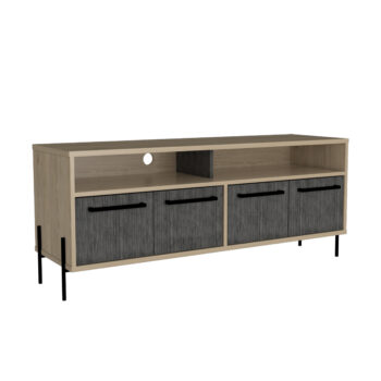 Core Harvard wide screen TV rack with 4 doors in washed oak-0