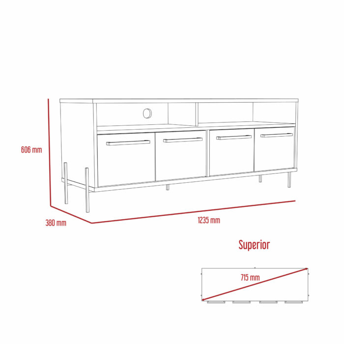 Core Harvard wide screen TV rack with 4 doors in washed oak-24192