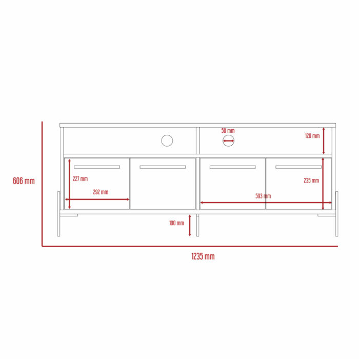 Core Harvard wide screen TV rack with 4 doors in washed oak-24191