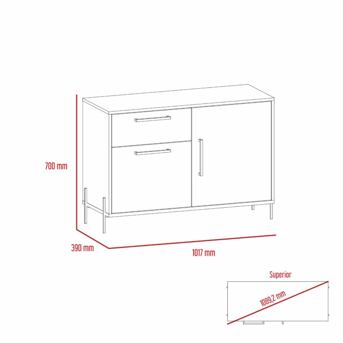 Core Harvard small sideboard with 2 doors & 1 drawer in washed oak-24200