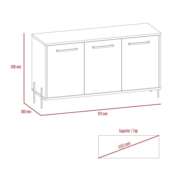 Core Harvard medium sideboard with 3 doors in washed oak-24203