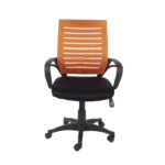 Core Loft study chair with arms, orange mesh back, black fabric seat & black base-24222