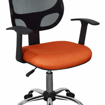 Core Loft home office chair in black mesh back, orange fabric seat with chrome base-0
