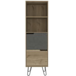 Core Manhattan tall bookcase, with 2 doors in bleached pine-24235