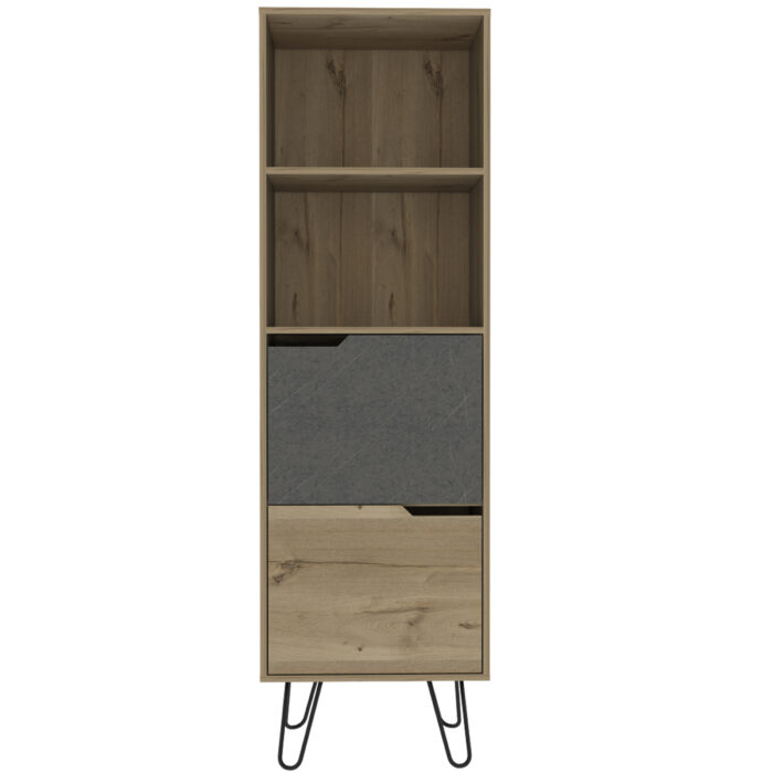 Core Manhattan tall bookcase, with 2 doors in bleached pine-24235