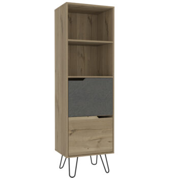 Core Manhattan tall bookcase, with 2 doors in bleached pine-0