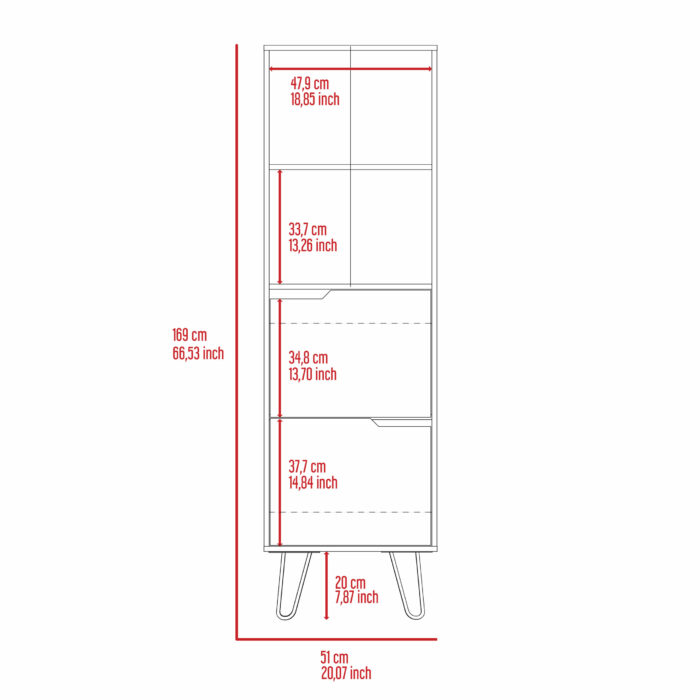 Core Manhattan tall bookcase, with 2 doors in bleached pine-24234
