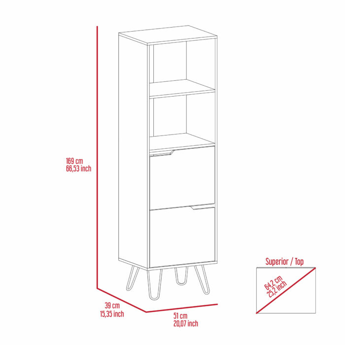 Core Manhattan tall bookcase, with 2 doors in bleached pine-24233