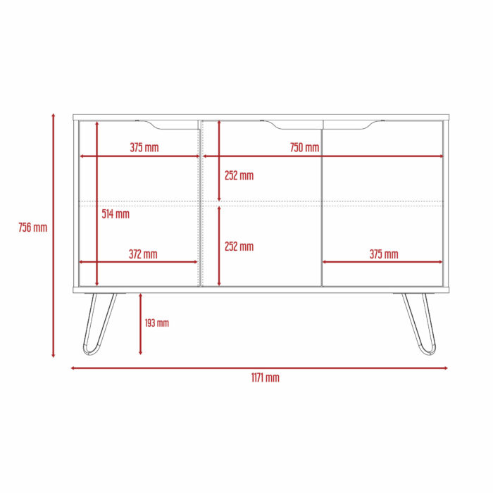 Core Manhattan medium sideboard with 3 doors in bleached pine-24253