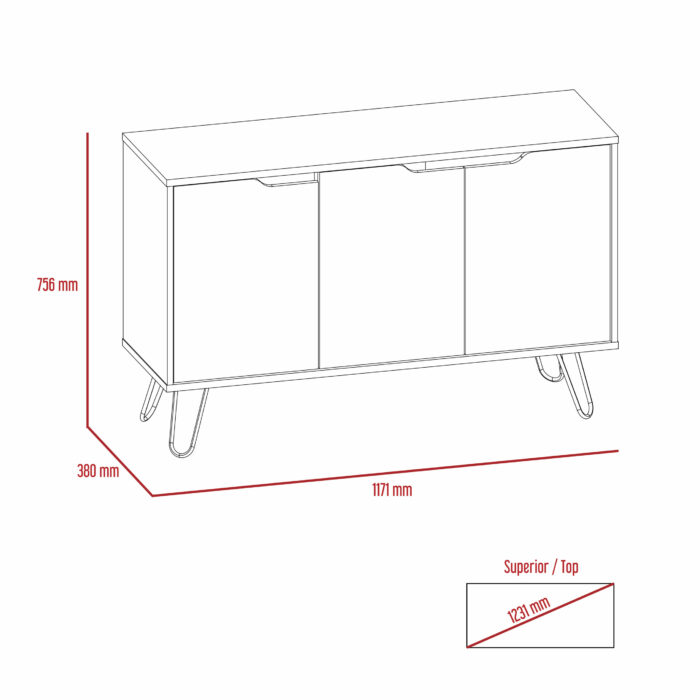 Core Manhattan medium sideboard with 3 doors in bleached pine-24256