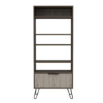 Core Nevada display bookcase with door in grey & smoked oak effect-24269
