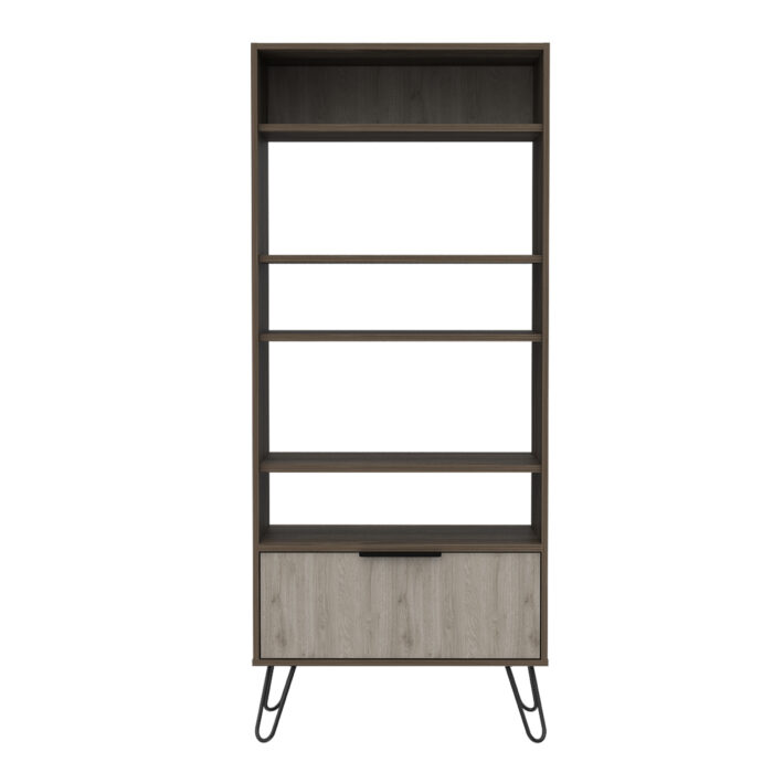 Core Nevada display bookcase with door in grey & smoked oak effect-24269