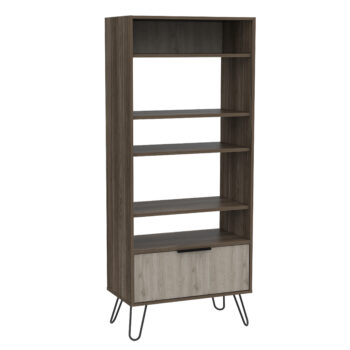Core Nevada display bookcase with door in grey & smoked oak effect-0