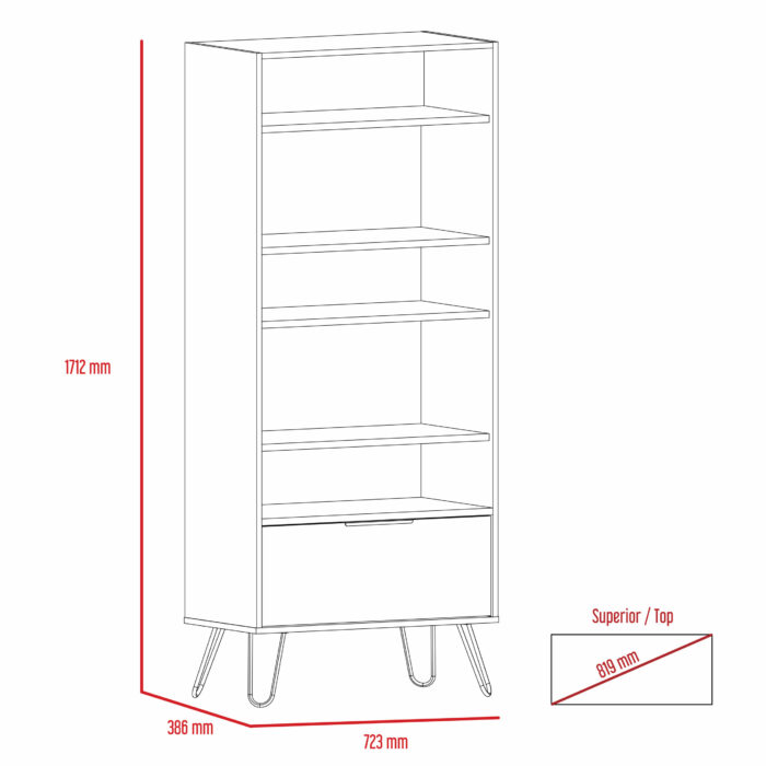 Core Nevada display bookcase with door in grey & smoked oak effect-24272