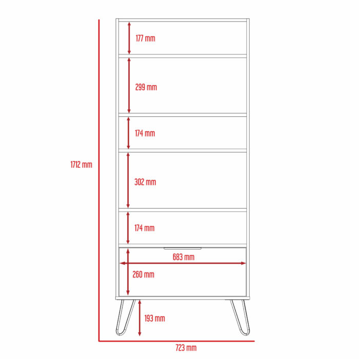 Core Nevada display bookcase with door in grey & smoked oak effect-24271