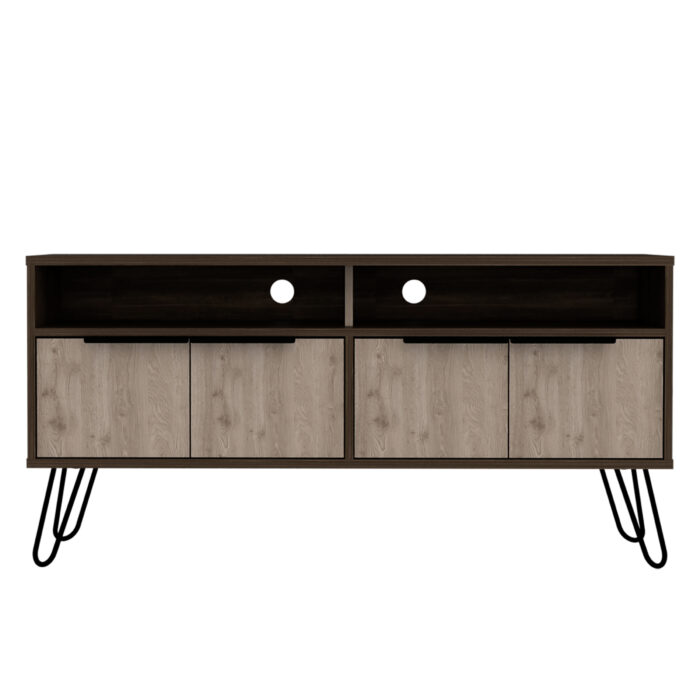 Core Nevada wide screen TV rack with 4 doors in grey & smoked oak effect-24275