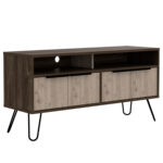 Core Nevada wide screen TV rack with 4 doors in grey & smoked oak effect-0