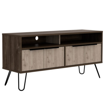 Core Nevada wide screen TV rack with 4 doors in grey & smoked oak effect-0