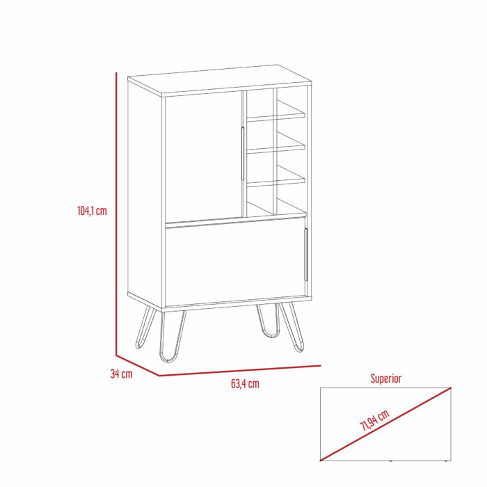 Core Nevada drinks bar in grey & smoked oak effect-24277