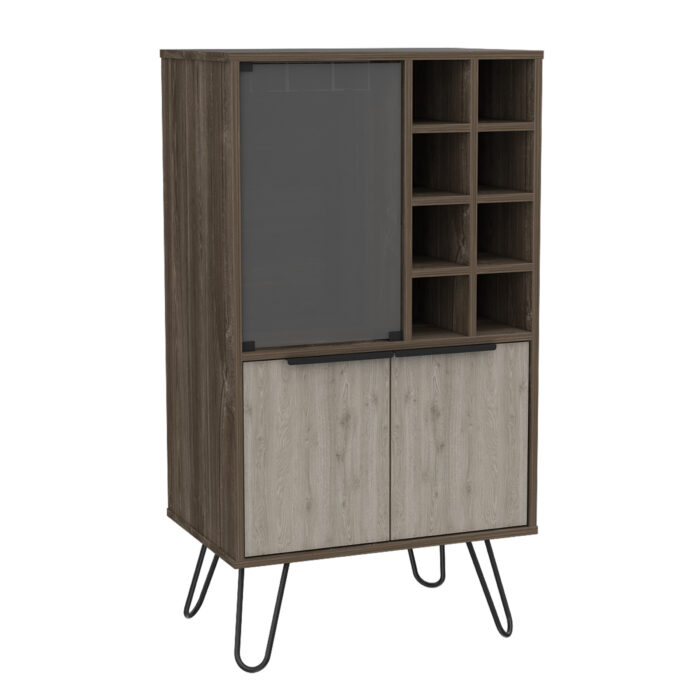 Core Nevada wine cabinet in grey and smoked oak effect-0