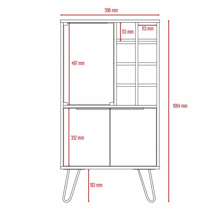 Core Nevada wine cabinet in grey and smoked oak effect-24281