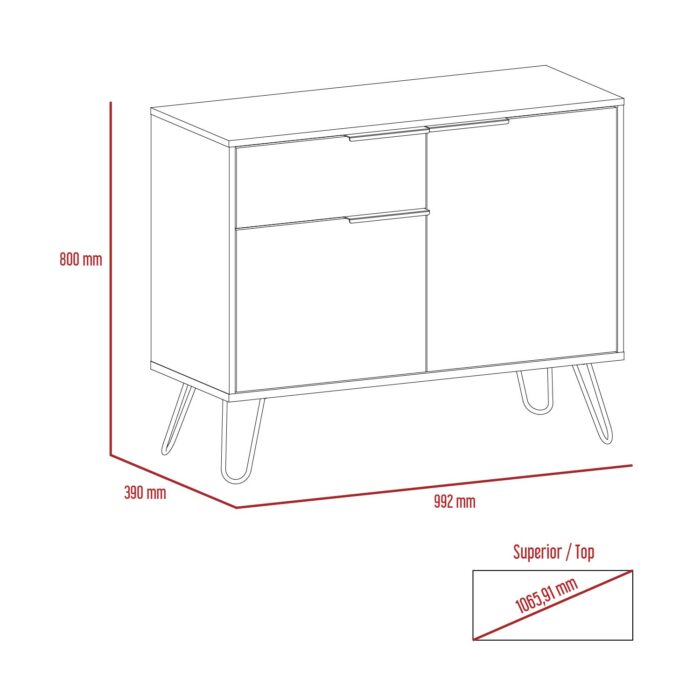 Core Nevada small sideboard with 2 doors and drawer in grey & smoked oak effect-24286