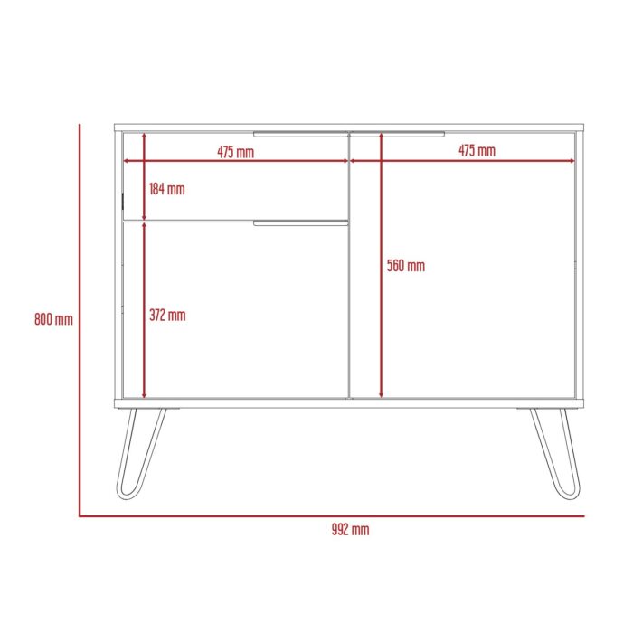 Core Nevada small sideboard with 2 doors and drawer in grey & smoked oak effect-24285