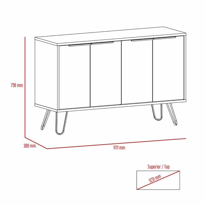 Core Nevada large 4 door sideboard in grey & smoked oak effect-24294