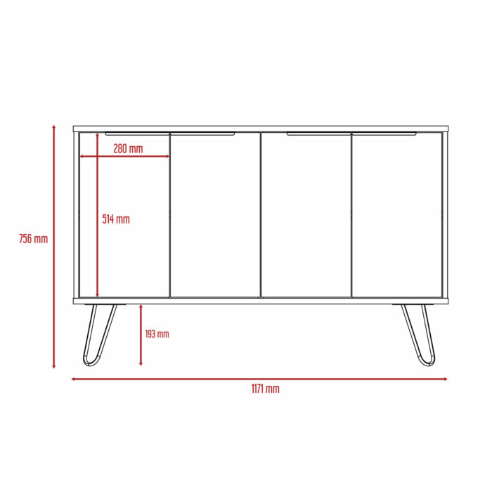 Core Nevada large 4 door sideboard in grey & smoked oak effect-24293
